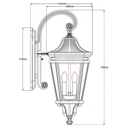 Feiss - Auβen-Wandleuchte COTSWOLD LANE 3xE14/60W/230V IP44 schwarz