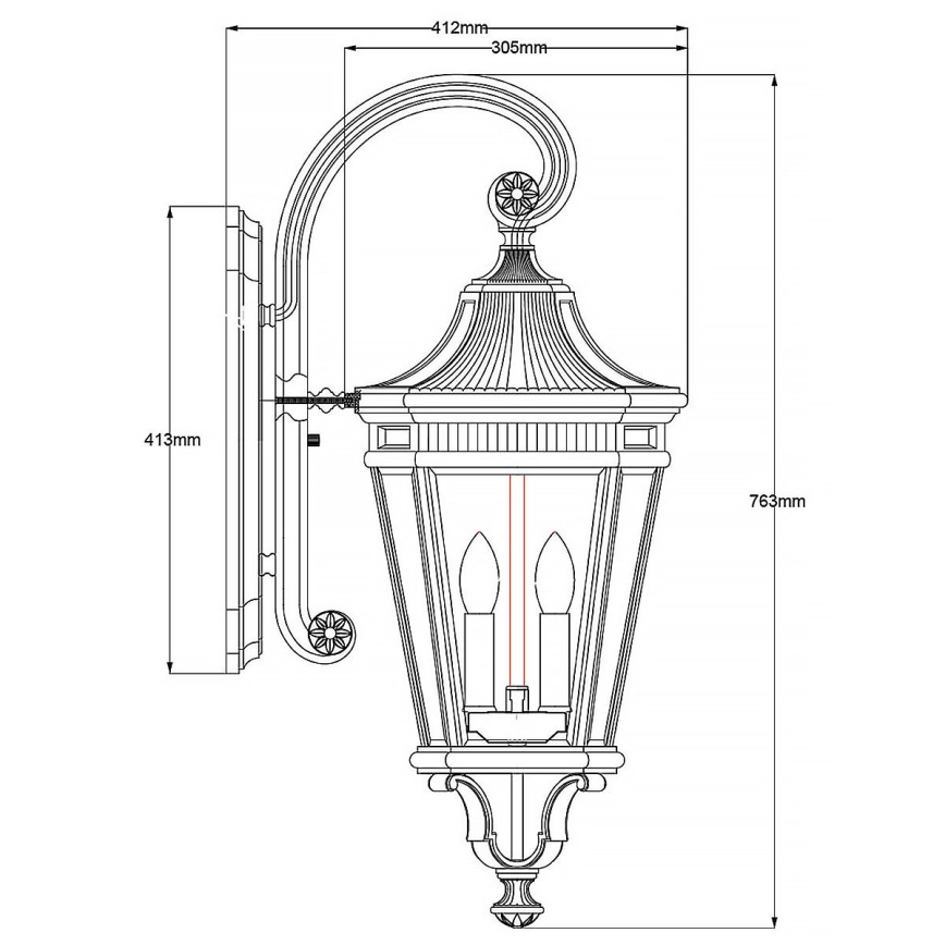 Feiss - Auβen-Wandleuchte COTSWOLD LANE 3xE14/60W/230V IP44 schwarz