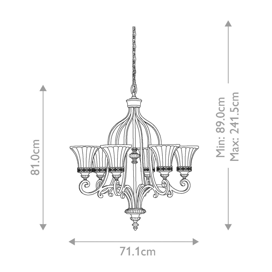 Feiss - Kronleuchter an Kette DRAWING ROOM 6xE27/60W/230V