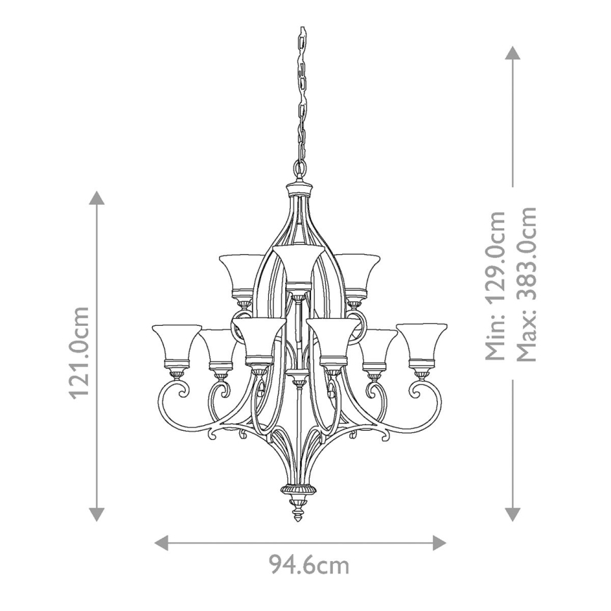 Feiss - Kronleuchter an Kette DRAWING ROOM 9xE27/60W/230V
