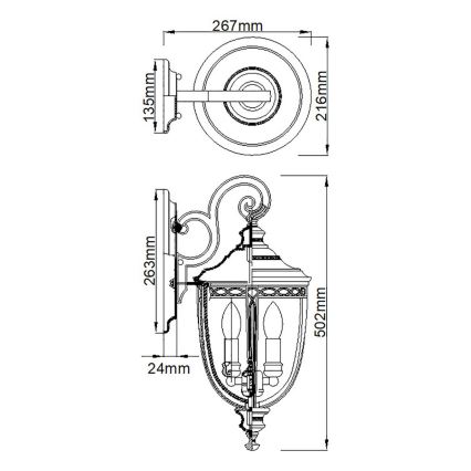 Feiss - Outdoor-Wandleuchte ENGLISH BRIDLE 3xE14/60W/230V IP44