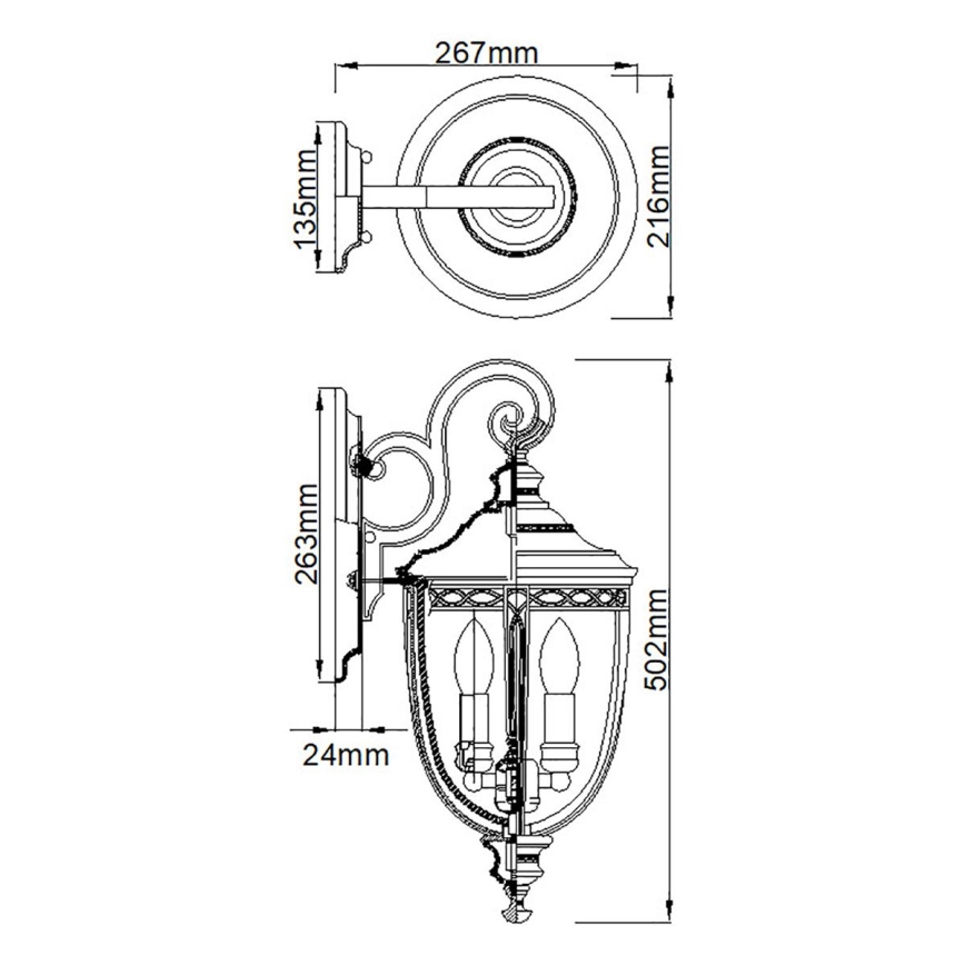 Feiss - Outdoor-Wandleuchte ENGLISH BRIDLE 3xE14/60W/230V IP44