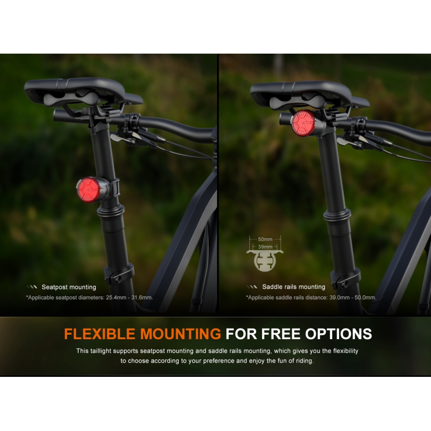 Fenix BC06R - Dimmbares, aufladbares LED-Fahrradlicht LED/USB IP66 90 lm 24,5 h 560 mAh