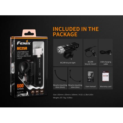 Fenix BC25R - LED Wiederaufladbare Fahrradlampe LED/USB IP66^