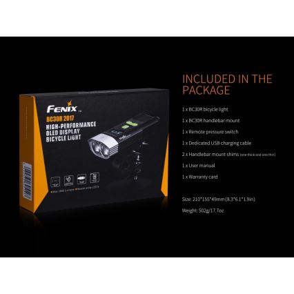 Fenix BC30RV2 - LED Wiederaufladbare Fahrradlampe LED/USB IP66