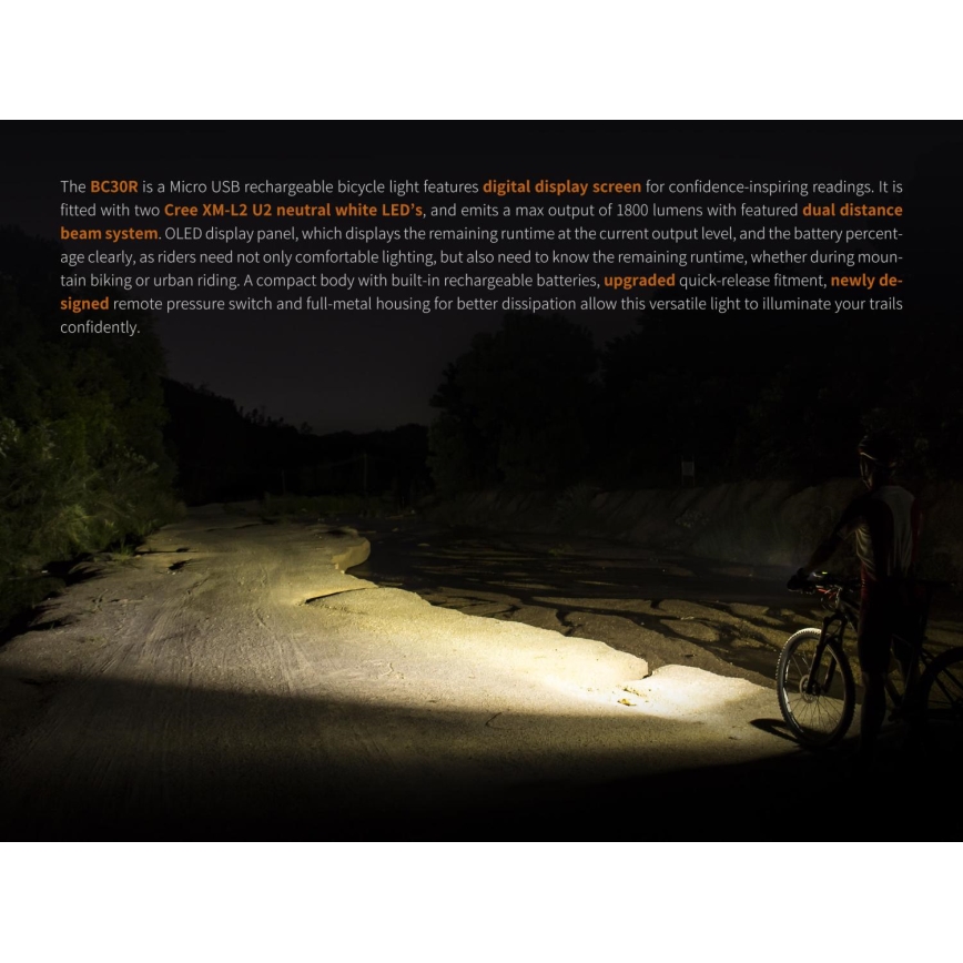 Fenix BC30RV2 - LED Wiederaufladbare Fahrradlampe LED/USB IP66