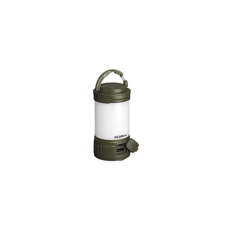 Fenix CL26RPROOLI - Tragbare, aufladbare LED-Leuchte mit Dimm-Funktion LED/USB IP66 650 glänzend 408 h 5000 mAh grün