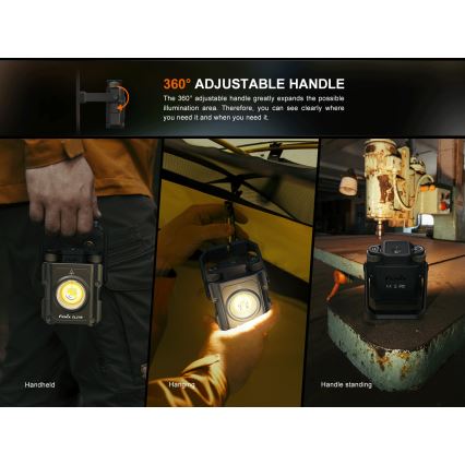 Fenix CL27RGRE - Dimmbare, aufladbare LED-Leuchte LED/USB IP66 1600 glänzend 285 h 5000 mAh