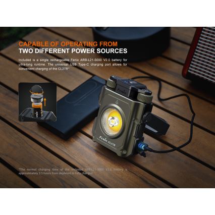 Fenix CL27RGRE - Dimmbare, aufladbare LED-Leuchte LED/USB IP66 1600 glänzend 285 h 5000 mAh