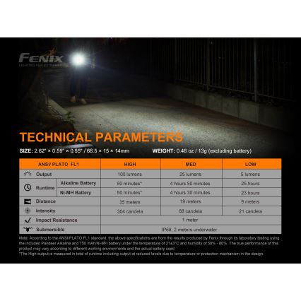 Fenix E01V20BLC - LED-Taschenlampe LED/1xAAA IP68