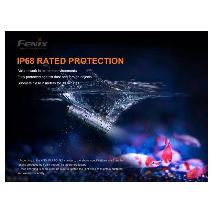 Fenix E02RBLC – Wiederaufladbare LED-Taschenlampe LED/USB IP68 200 lm 6,5 h