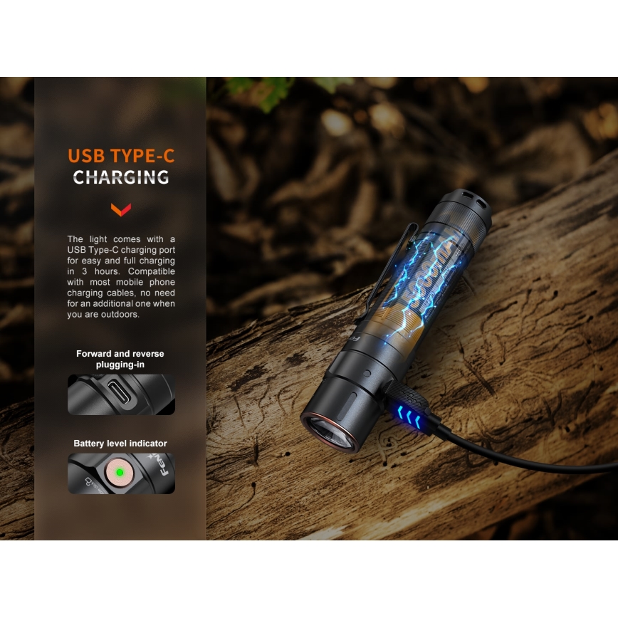 Fenix E35RSETAODS - Dimmbare, aufladbare LED-Taschenlampe LED/USB IP68 3100 lm 69 h 5000 mAh + diffuser 26,5mm