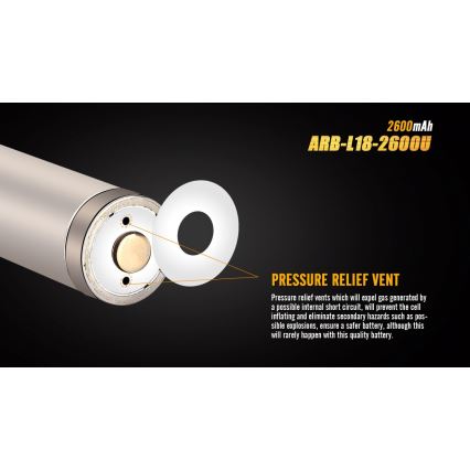 Fenix FE18650LI26USB - 1 Stück Wiederaufladbarer USB-Akku / 3,6 V, 2600 mAh
