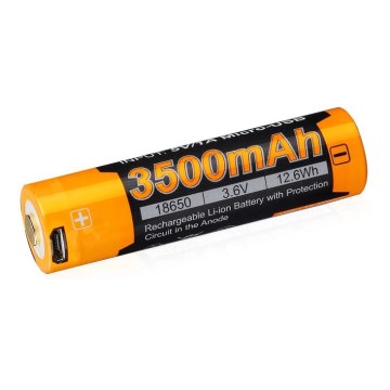 Fenix FE18650LI35USB - 1 Stück Wiederaufladbarer USB-Akku, 3,6 V, 3500 mAh