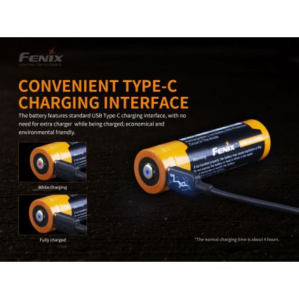 Fenix FE21700USB - 1 Stück Wiederaufladbarer Akku USB/3,6V 5000 mAh
