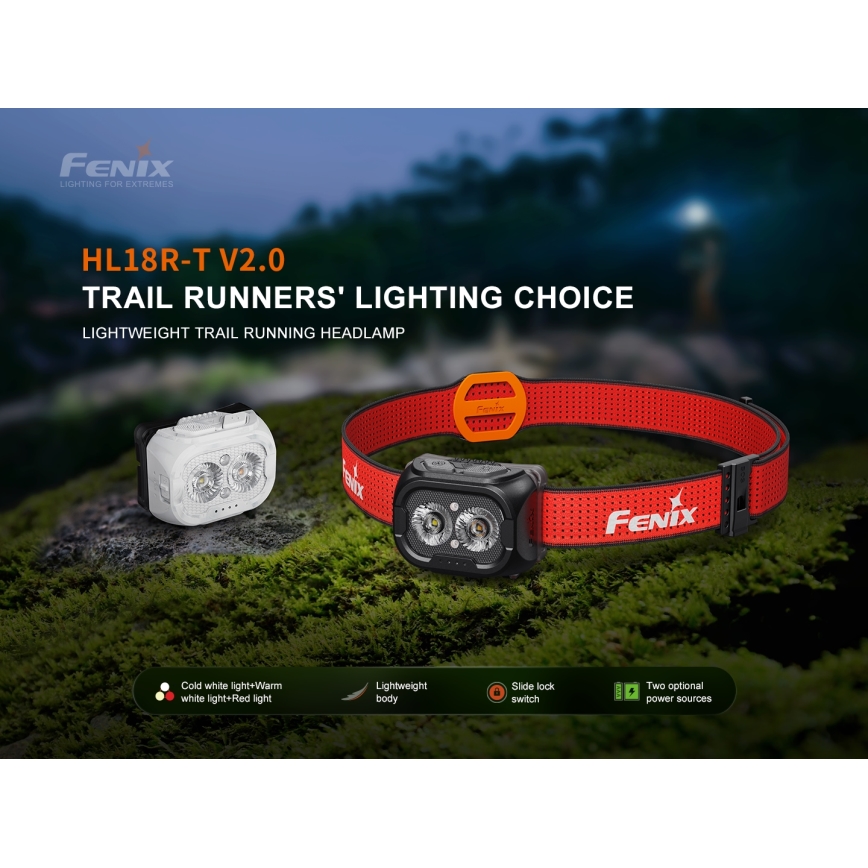 Fenix HL18RTV20BLC - Dimmbare, aufladbare LED-Stirnlampe LED/USB/3xAAA IP66 800 lm 160 h 1900 mAh schwarz/orange