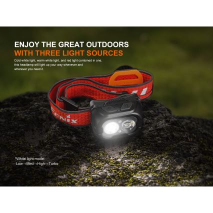 Fenix HL18RTV20BLC - Dimmbare, aufladbare LED-Stirnlampe LED/USB/3xAAA IP66 800 lm 160 h 1900 mAh schwarz/orange