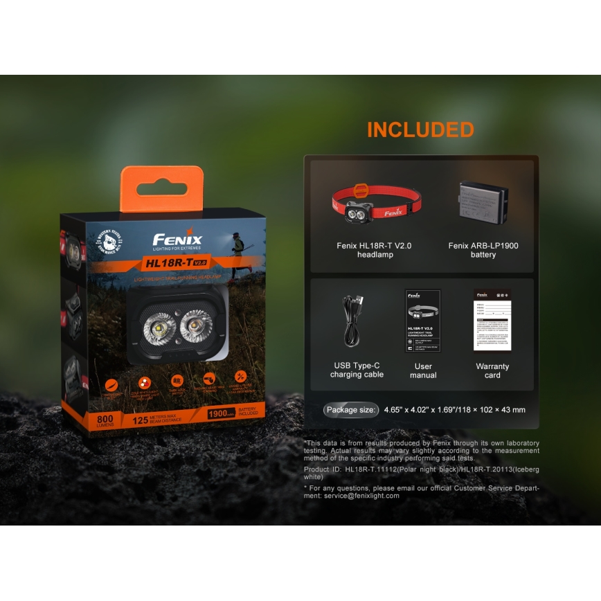 Fenix HL18RTV20BLC - Dimmbare, aufladbare LED-Stirnlampe LED/USB/3xAAA IP66 800 lm 160 h 1900 mAh schwarz/orange