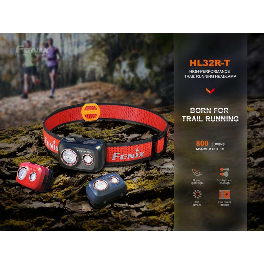 Fenix HL32RTBLCK - Aufladbare LED-Stirnlampe LED/USB/3xAAA IP66 800 glänzend 300 h 1900 mAh schwarz/orange