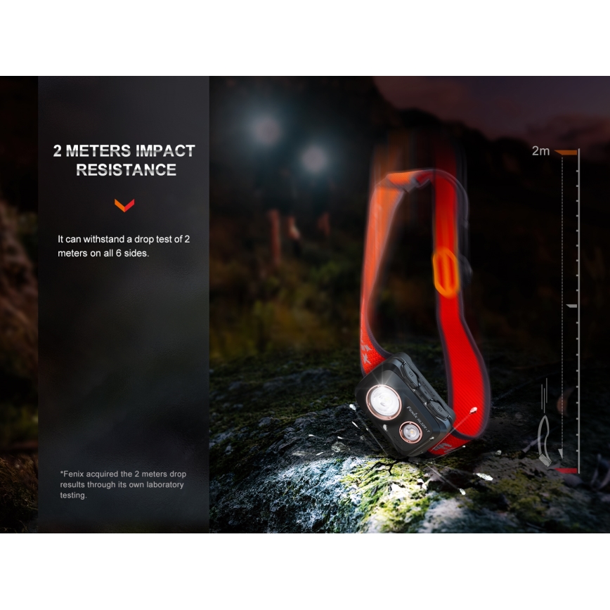 Fenix HL32RTBLCK - Aufladbare LED-Stirnlampe LED/USB/3xAAA IP66 800 glänzend 300 h 1900 mAh schwarz/orange