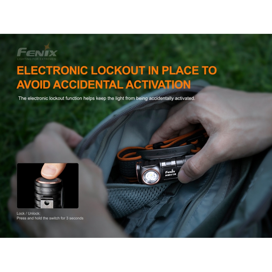 Fenix HM51RV20 - LED Stirnlampe Wiederaufladbar 3xLED/1xCR123A/USB IP68 700 lm 120 h 700 m