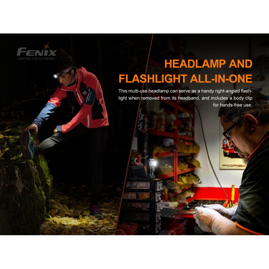 Fenix HM51RV20 - LED Stirnlampe Wiederaufladbar 3xLED/1xCR123A/USB IP68 700 lm 120 h 700 m