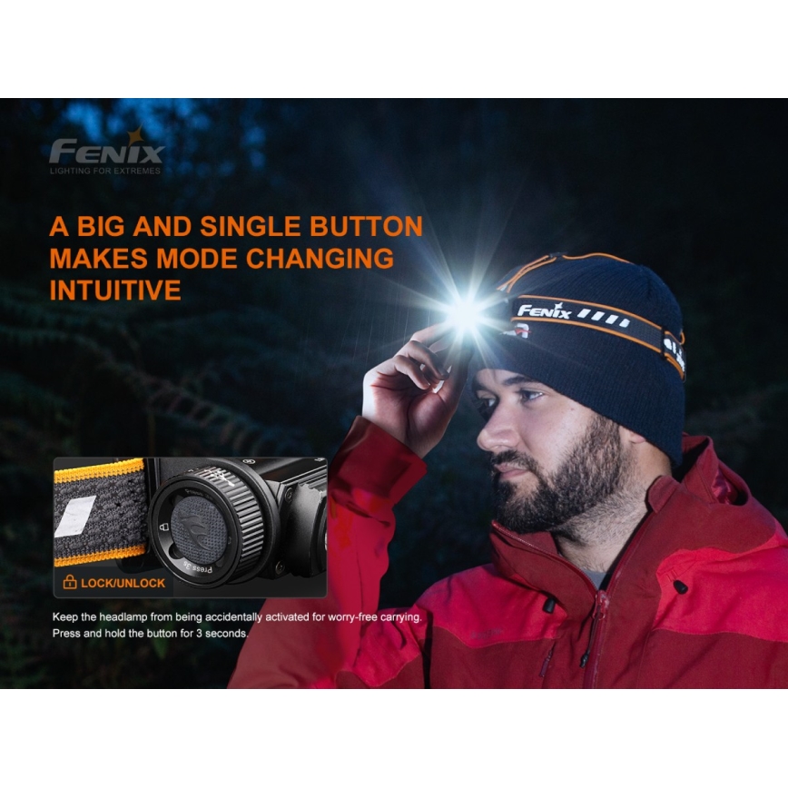 Fenix HM60R - Dimmbare, aufladbare LED-Stirnlampe 4xLED/USB/2xCR123A IP68 1300 glänzend 300 h 3400 mAh