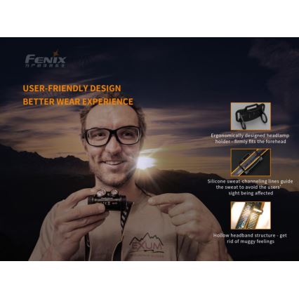Fenix HM65R - Aufladbare LED-Stirnlampe 2xLED/USB/2xCR123A IP68 1400 glänzend 300 h 3400 mAh