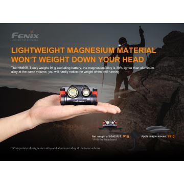 Fenix HM65RTRAIL - LED wiederaufladbare Stirnlampe 2xLED/2xCR123A IP68