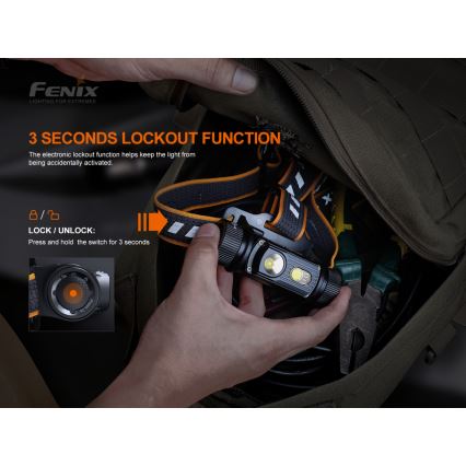 Fenix HM70R - Aufladbare LED-Stirnlampe 4xLED/1x21700 IP68 1600 glänzend 800 h 5000 mAh
