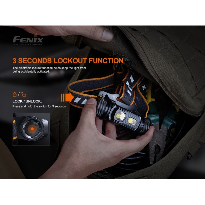 Fenix HM70R - Aufladbare LED-Stirnlampe 4xLED/1x21700 IP68 1600 glänzend 800 h 5000 mAh