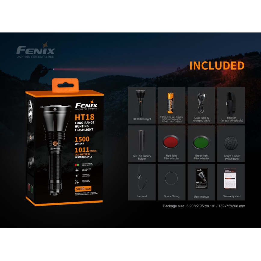 Fenix HT18SFT40 - LED Dimmbar wiederaufladbare Taschenlampe LED/1x21700 IP68 1500 lm 61 h