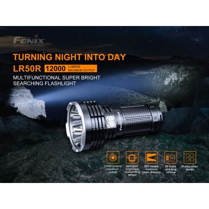 Fenix LR50R - LED Wiederaufladbare Taschenlampe 4xLED/USB IP68