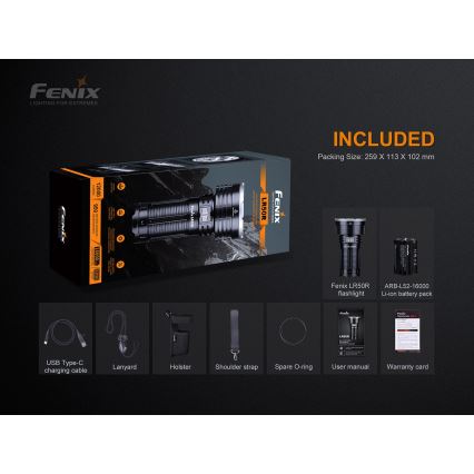 Fenix LR50R - LED Wiederaufladbare Taschenlampe 4xLED/USB IP68