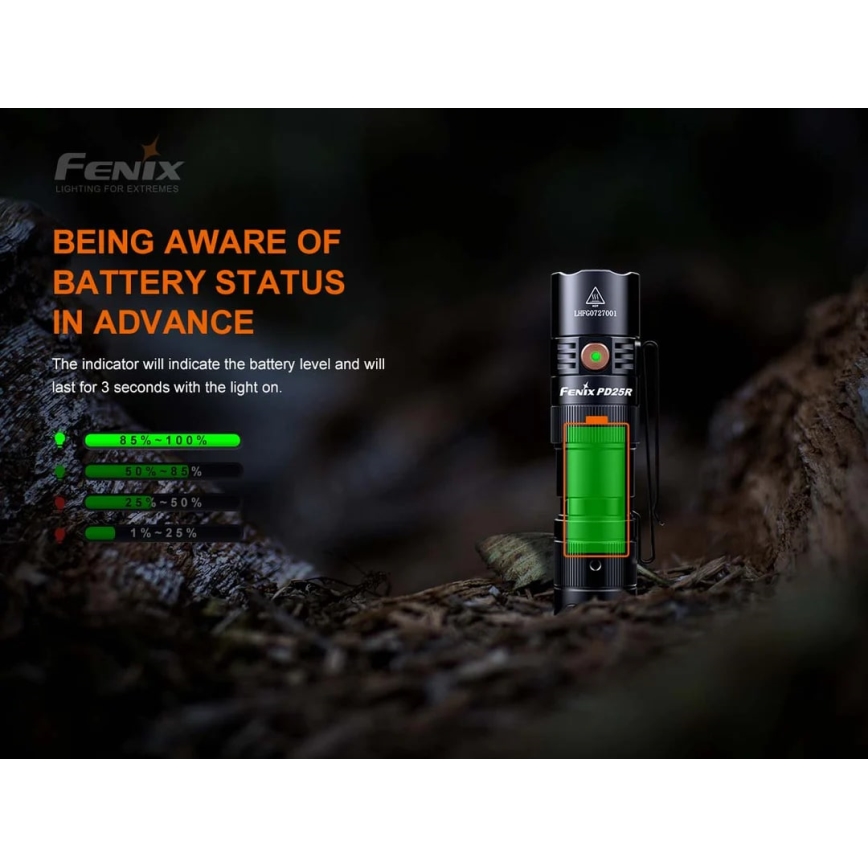 Fenix PD25R - Aufladbare LED-Taschenlampe LED/USB/1xCR123A IP68 800 lm 70 h 700 mAh