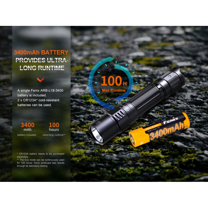 Fenix PD35R - LED Wiederaufladbare Taschenlampe LED/USB/2xCR123A IP68 1700 lm 100 h 3400 mAh