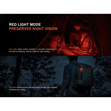 Fenix SW05RREDBLC - Dimmbare, aufladbare LED-Taschenlampe LED/USB IPX6 150 lm 49 h 700 mAh schwarz