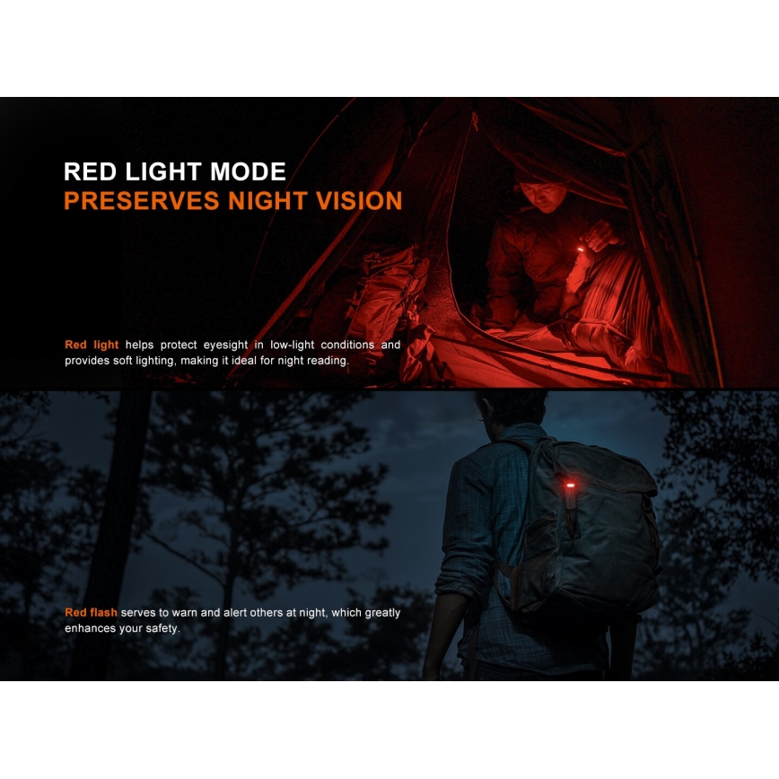 Fenix SW05RREDBLC - Dimmbare, aufladbare LED-Taschenlampe LED/USB IPX6 150 lm 49 h 700 mAh schwarz
