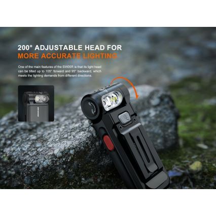 Fenix SW05RREDBLC - Dimmbare, aufladbare LED-Taschenlampe LED/USB IPX6 150 lm 49 h 700 mAh schwarz