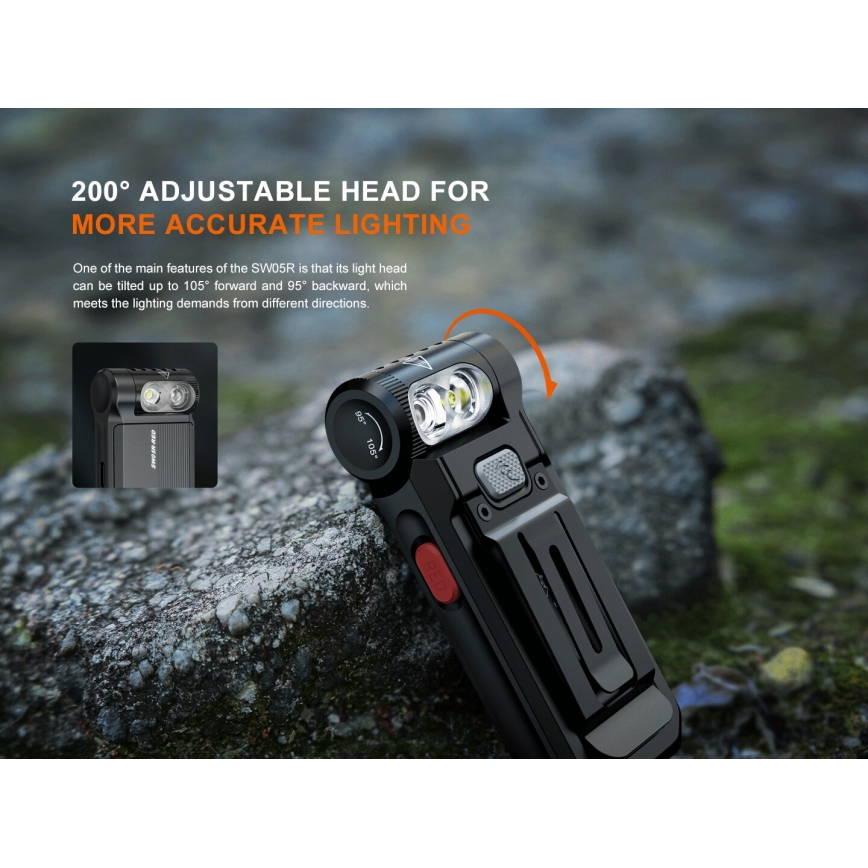 Fenix SW05RREDBLC - Dimmbare, aufladbare LED-Taschenlampe LED/USB IPX6 150 lm 49 h 700 mAh schwarz