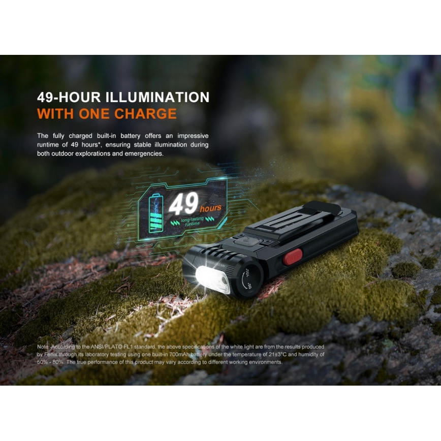 Fenix SW05RREDBLC - Dimmbare, aufladbare LED-Taschenlampe LED/USB IPX6 150 lm 49 h 700 mAh schwarz