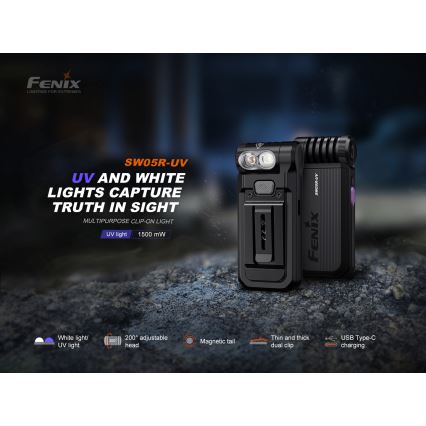 Fenix SW05RUVBLC - Dimmbare, aufladbare LED-Taschenlampe LED/USB IPX6 150 lm 49 h 700 mAh schwarz