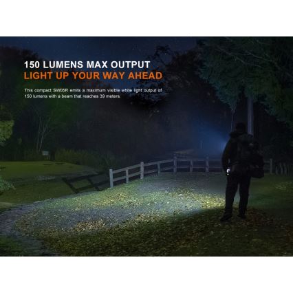 Fenix SW05RUVBLC - Dimmbare, aufladbare LED-Taschenlampe LED/USB IPX6 150 lm 49 h 700 mAh schwarz