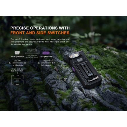 Fenix SW05RUVBLC - Dimmbare, aufladbare LED-Taschenlampe LED/USB IPX6 150 lm 49 h 700 mAh schwarz