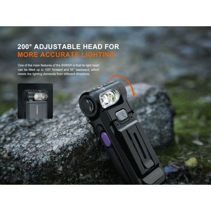 Fenix SW05RUVBLC - Dimmbare, aufladbare LED-Taschenlampe LED/USB IPX6 150 lm 49 h 700 mAh schwarz