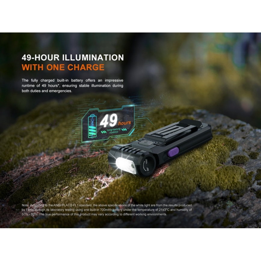 Fenix SW05RUVBLC - Dimmbare, aufladbare LED-Taschenlampe LED/USB IPX6 150 lm 49 h 700 mAh schwarz