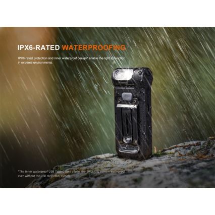 Fenix SW05RUVBLC - Dimmbare, aufladbare LED-Taschenlampe LED/USB IPX6 150 lm 49 h 700 mAh schwarz
