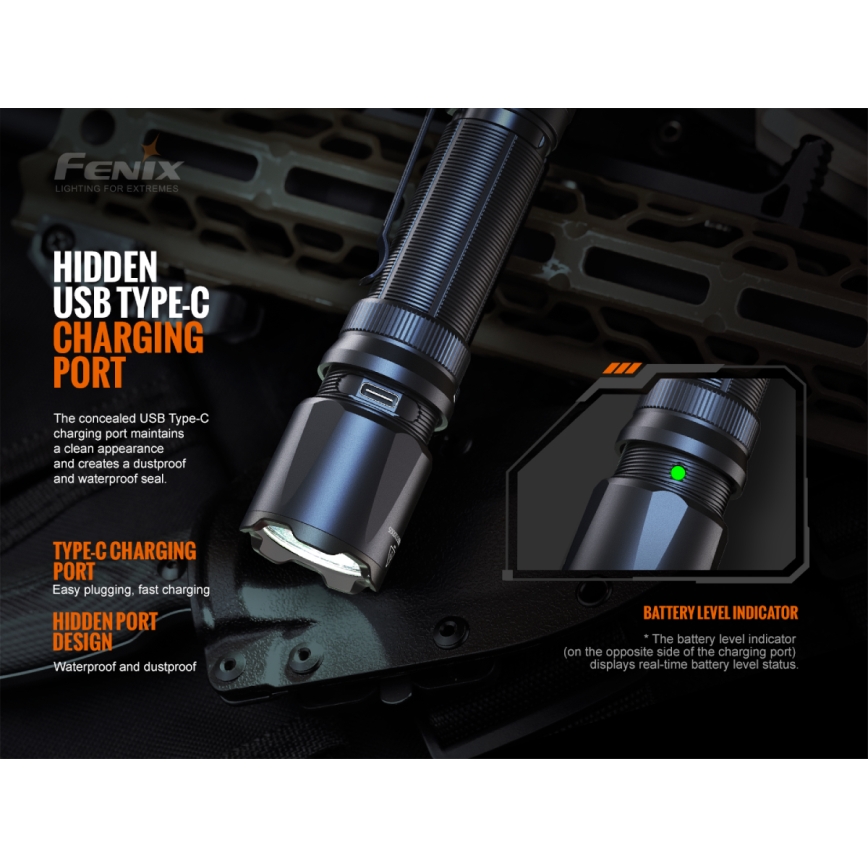 Fenix TK20RV20 - Taktische wiederaufladbare LED-Taschenlampe LED/USB IP68 3000 lm 48 Std
