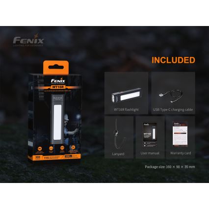 Fenix WT16R - LED Wiederaufladbare Taschenlampe 2xLED/USB IP66