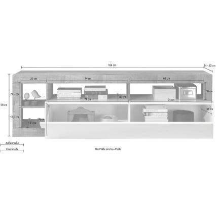Fernsehtisch LENOR weiß/anthrazit